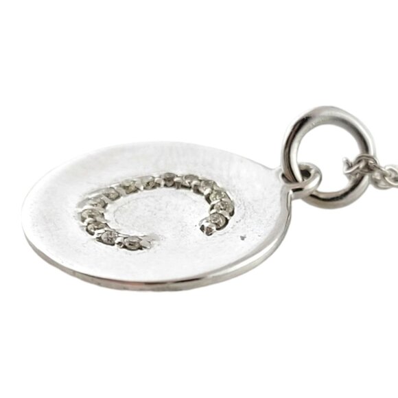 14K White Gold Diamond "C" Initial Circle Pendant Necklace #18094 - Picture 3 of 8